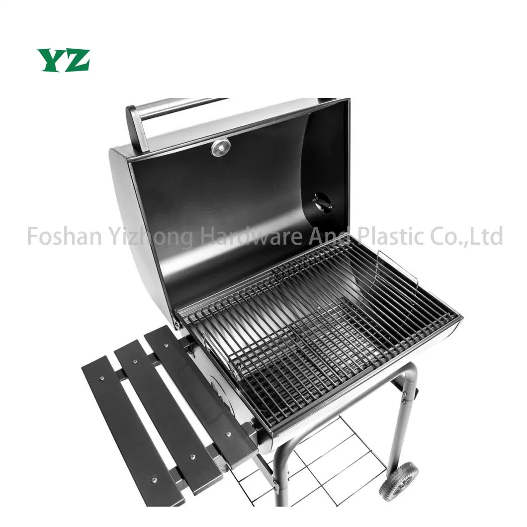 Outdoor Trolley Offset Smoker Charcoal BBQ Grill